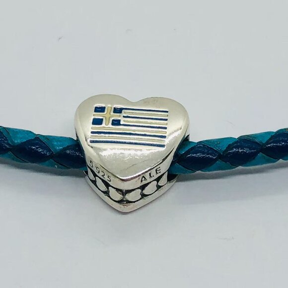 ✨✨Pandora Greece Country Greek Flag Exclusive Heart Charm - Picture 3 of 3